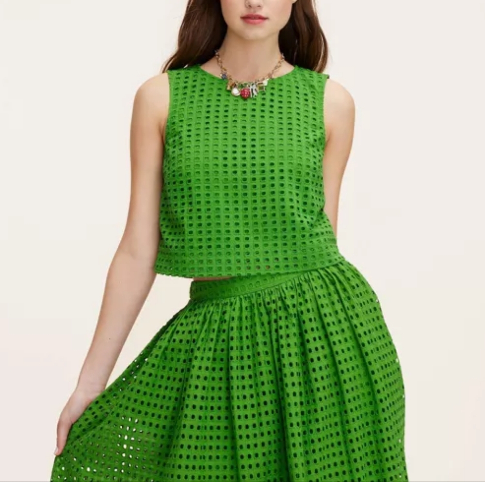 Kate Spade New York x Target eyelet shell tank top Sz L Green NWT TOP ONLY